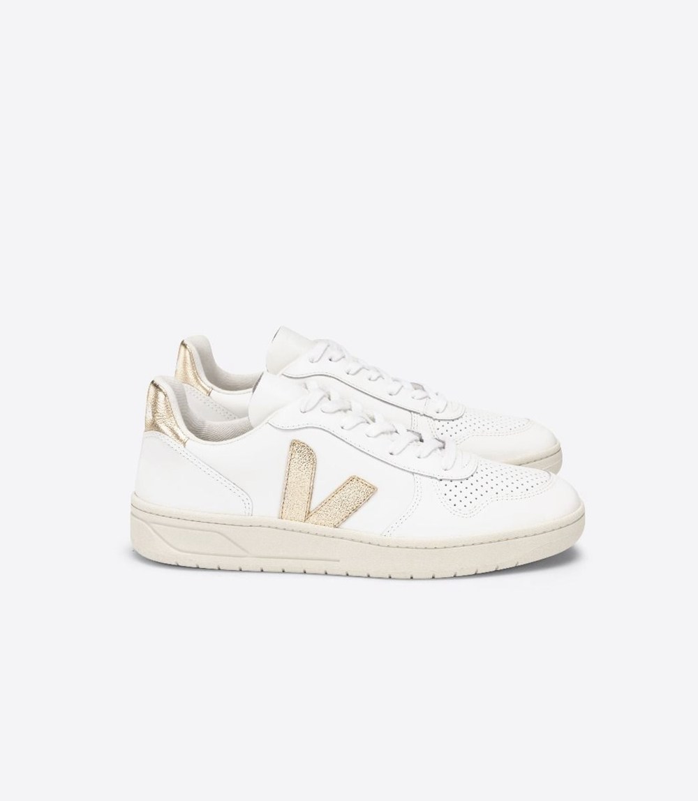 Veja Trainers Womens White - V-10 Leather - SROH-06847